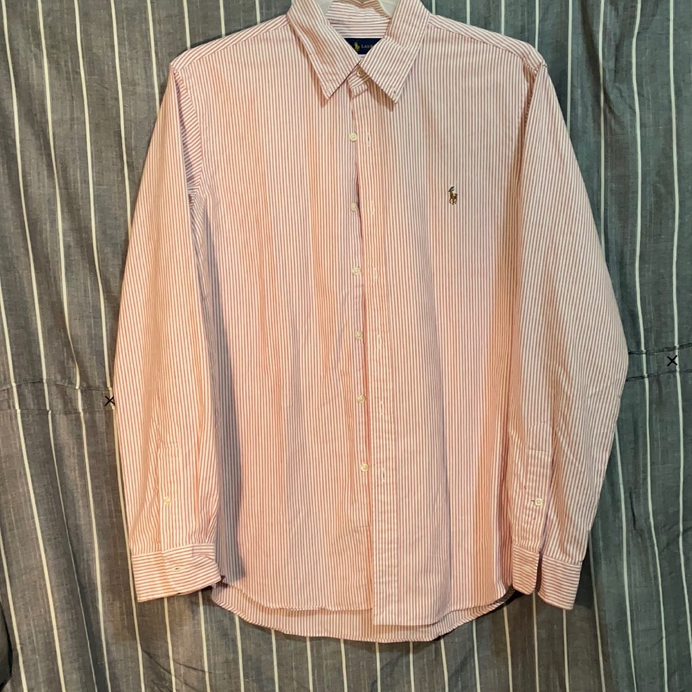 Ralph Lauren button up size large red and white striped